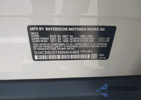 2022 BMW X5 xDrive40I from USA, damaged, VIN 1HGCG1655WA802999